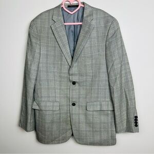 Tasso Elba Classic Gray Checkered Blazer Size 40R